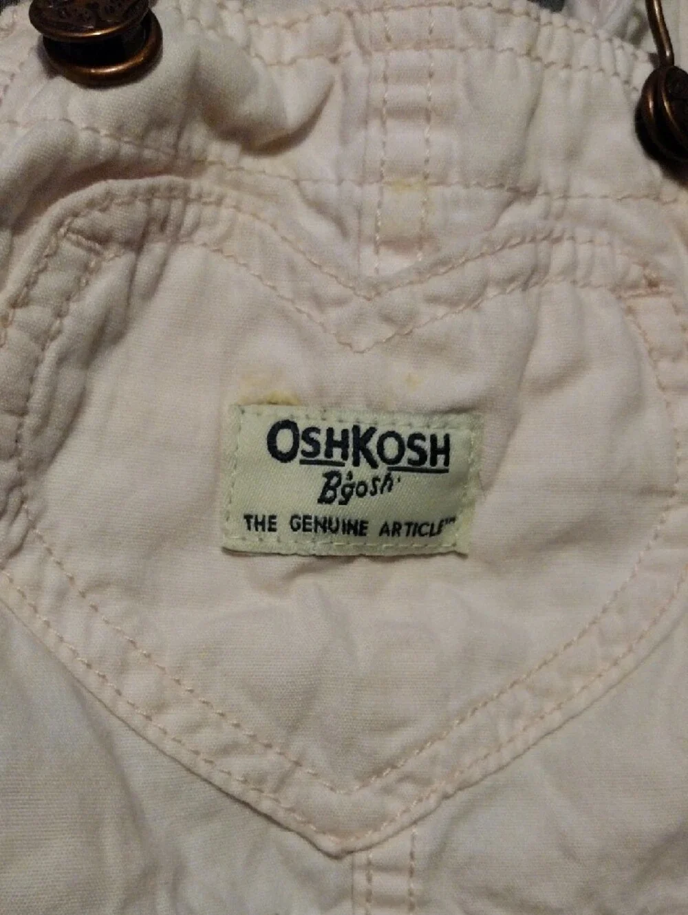OshKosh B'gosh Cream Shortie Overalls with Heart Pocket